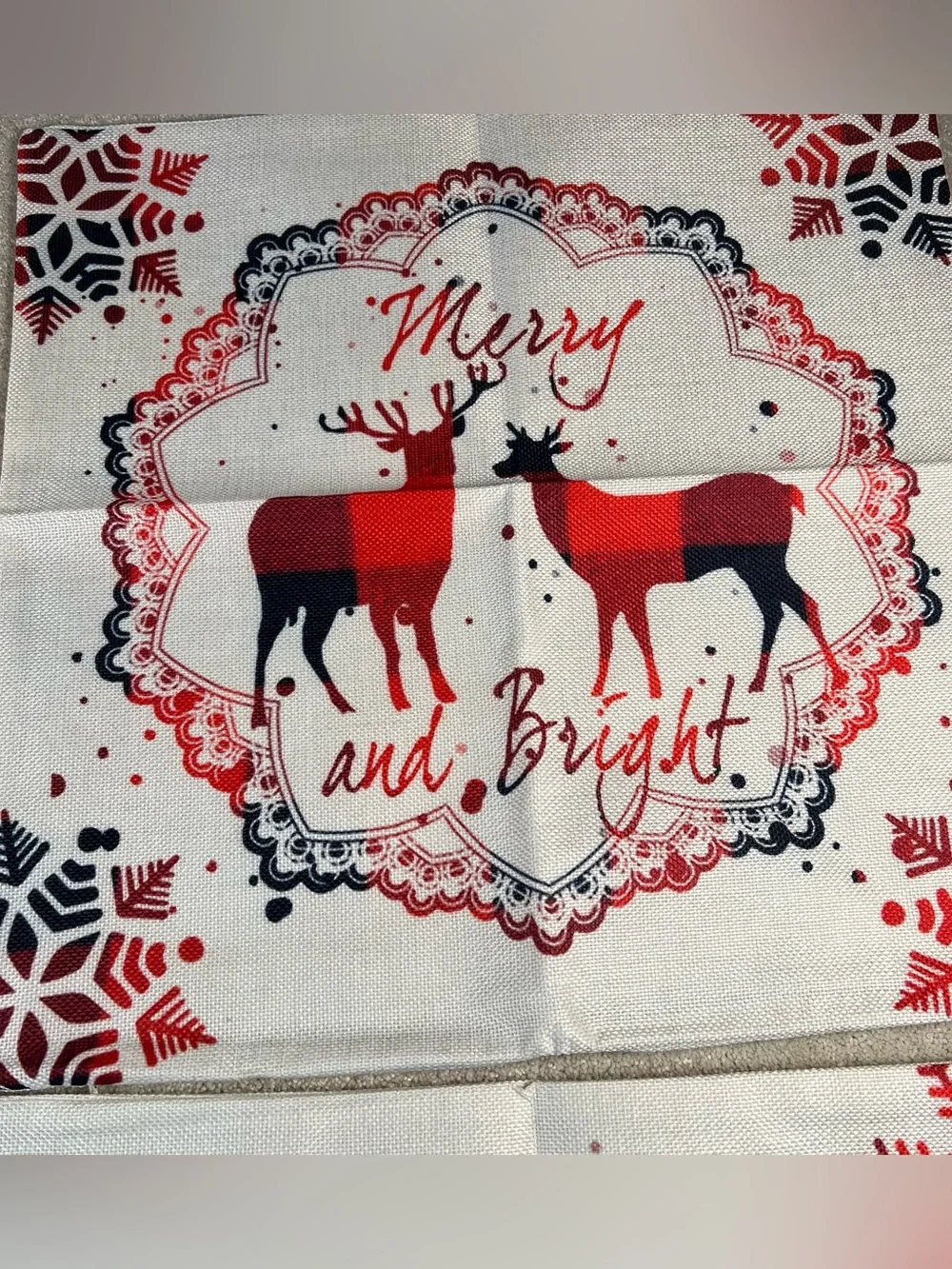 Christmas Pillow Covers Set of 4 Red Black Woven